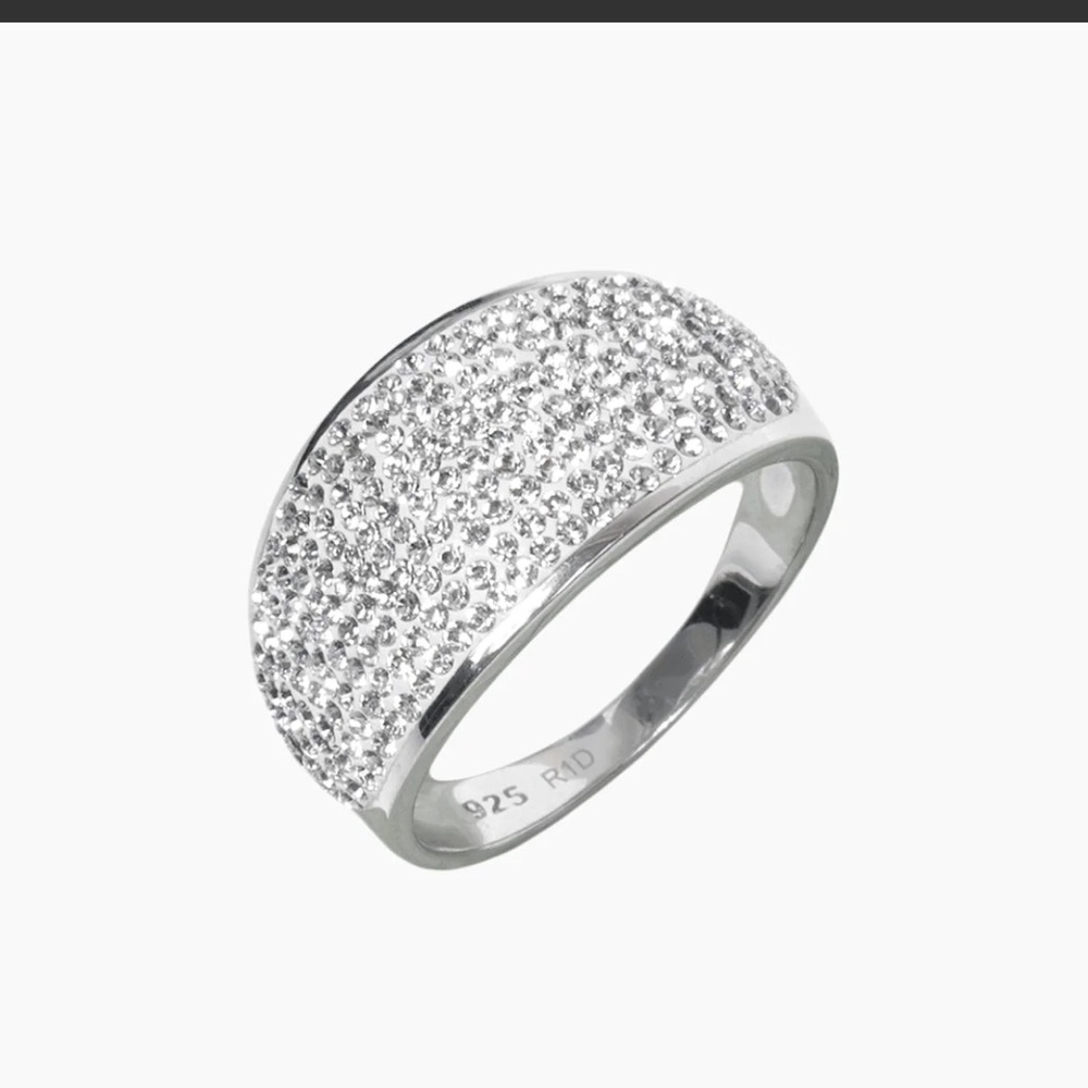 Swarovski Silver Pavé Crystal Dome Ring